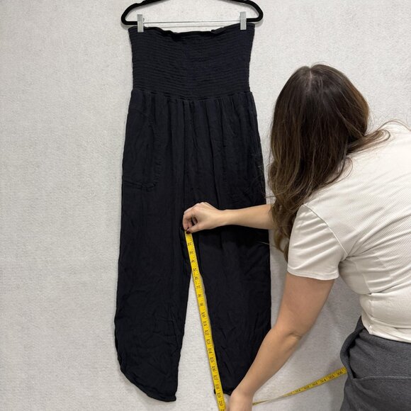 prAna Jumpsuit Womens Large Black Tencel Modal Smocked Strapless 1973221 - Picture 6 of 11